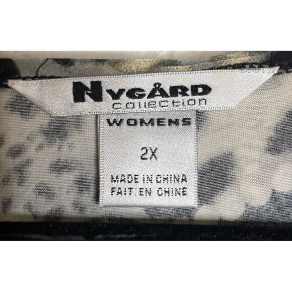 Nygard Womens 2X Leopard Animal Print Blouse Top 3/4 Sleeve‎ Preppy Career Mob - Picture 5 of 7